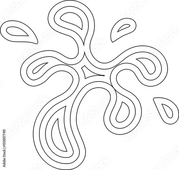 Fototapeta Concentric ink design composed of a burst of rounded spots radiating from a central ink source.