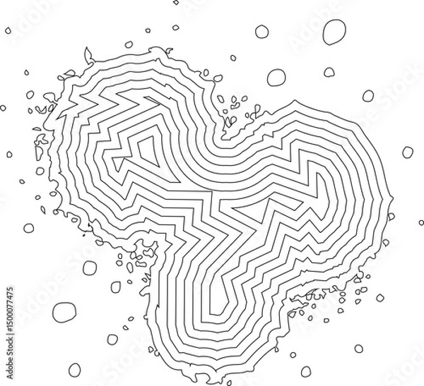 Fototapeta Concentric outline of a heart form built with staggered ink layers and irregular contour shifts.