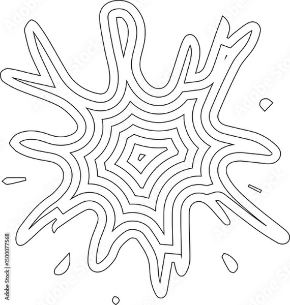 Obraz Concentric starburst structure created with jagged grunge textures and pointed ink lines radiating outward.