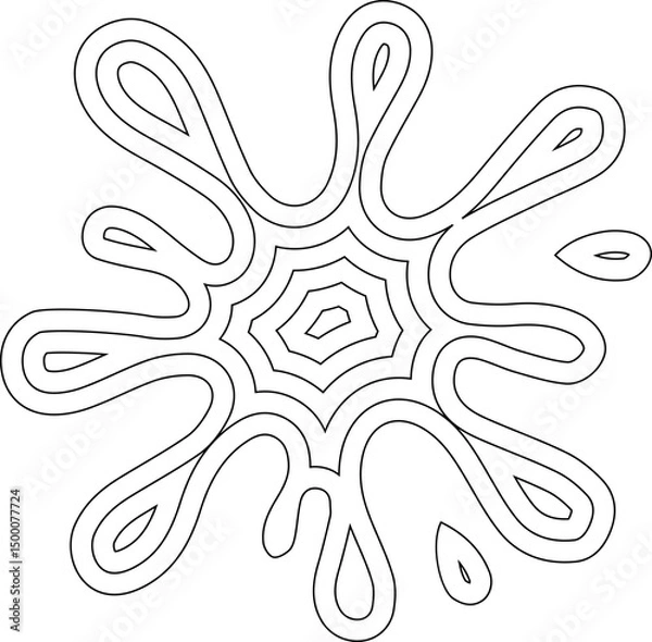 Fototapeta Concentric splash formed by small ink blot with minimal spread and compact irregular marks.