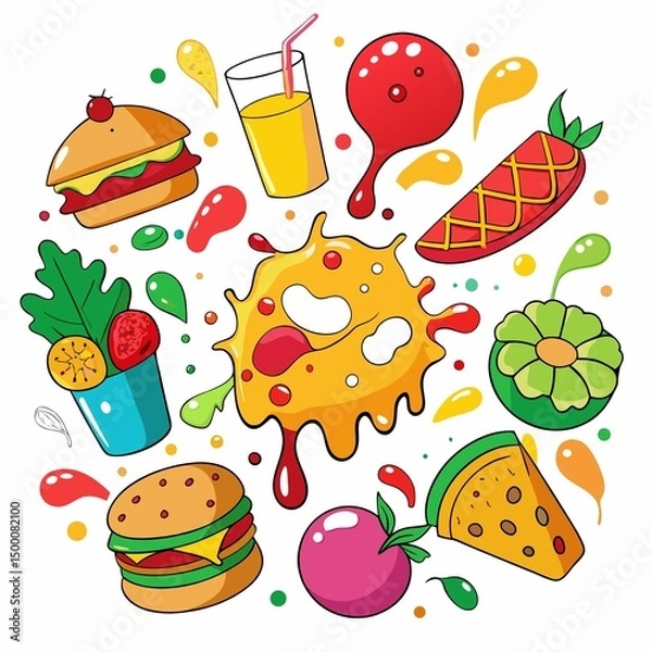 Fototapeta fast food icons set