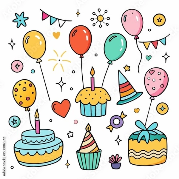 Fototapeta birthday party elements