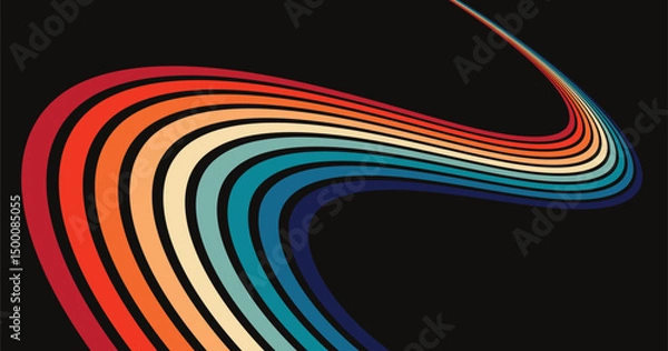 Fototapeta abstract retro  colorful wavy rainbow background