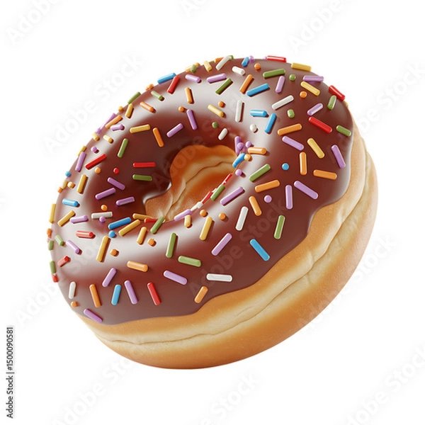 Obraz Glazed Donut with Sprinkles Isolated on White Background