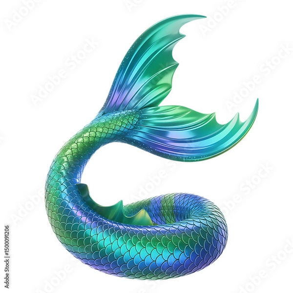 Obraz Fantasy Mermaid Tail Isolated on White Background