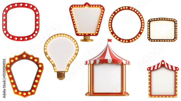 Obraz  Retro Neon Frames Present Dramatic Visual Effects Vintage Circus Banners Highlight The Show