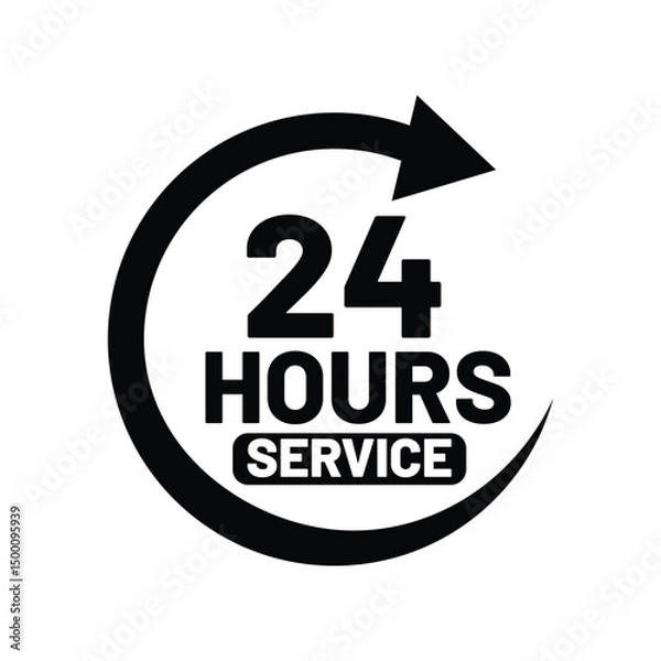 Obraz Twenty Four Hour Service Availability Logo Design for Business Use, ideal for websites and marketing materials.