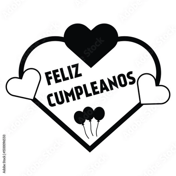 Obraz Happy Birthday Spanish design featuring hearts balloons for celebrations greeting cards