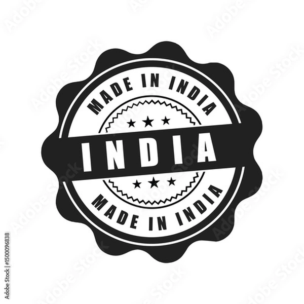 Obraz Authentic Made in India Seal Stamp Design for Product Labels and Packaging
