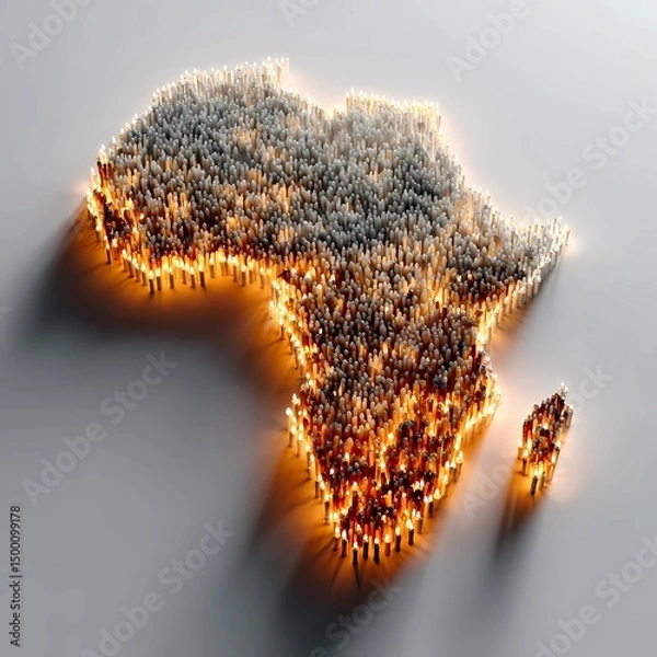 Fototapeta Candle flames create a vibrant representation of Africa for Juneteenth celebration