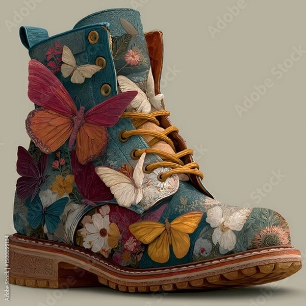 Fototapeta Marching boots transform into butterflies celebrating Juneteenth and African American heritage