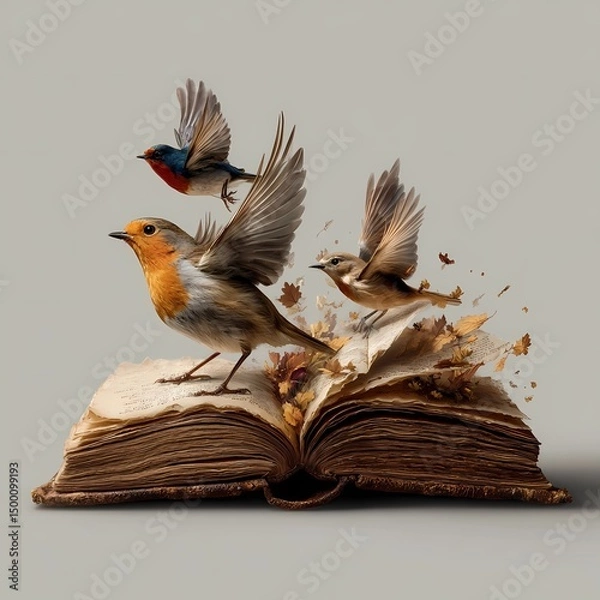 Fototapeta Open book with pages turning to reveal symbols of freedom and unity for Juneteenth celebration