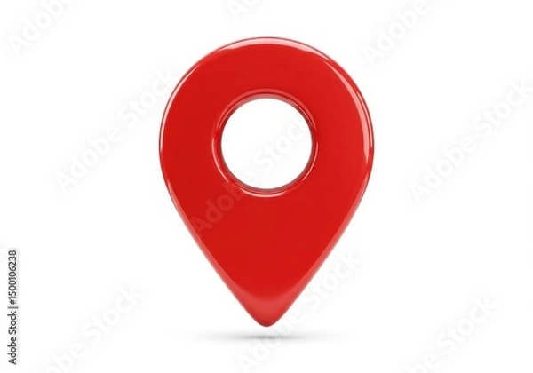 Obraz 3D Illustration of Red map pointer indicating location isolated on white background