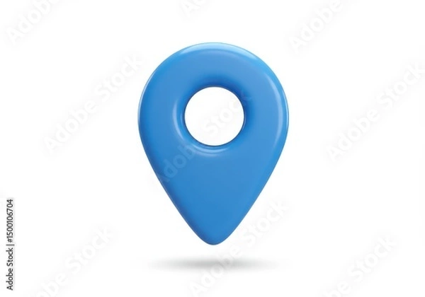 Fototapeta 3D Illustration of Blue location pin isolated on white background for mapping and navigation
