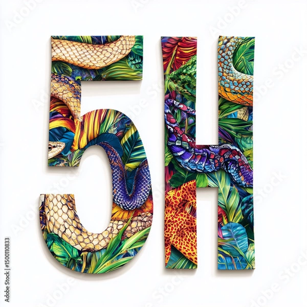 Fototapeta 5H logo and icon for sketch pencil with type of snake skin.