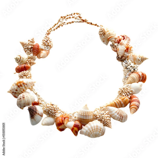 Fototapeta Artistic Boho Shell Necklace with Creative Fusion Isolated on Transparent Background