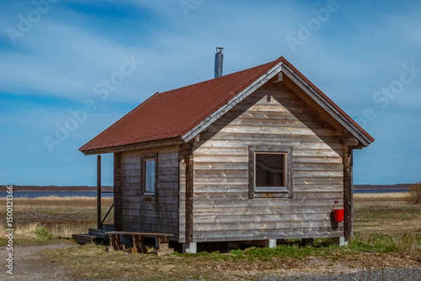 Fototapeta Desert hut are a common sight in Finland. They are unenclosed huts where travelers can stay for 1-2 nights for free without prior reservation. Typically in national parks and along hiking trails.