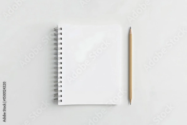 Obraz Blank Page Notebook Mockup on Minimal Background for Creative Projects, Blog Designs, Stationery Websites, Digital Content, and Branding Ideas  