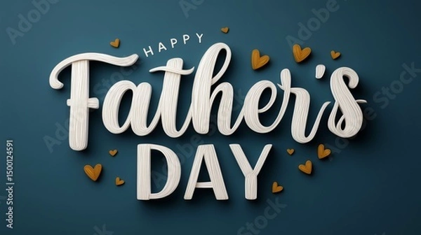 Fototapeta A card to cogratulate dads with the text "Happy Father's Day" with dark blue background, white textured font and hearts 