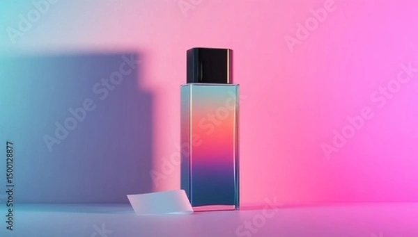 Fototapeta Perfume bottle with gradient color on a colorful background
