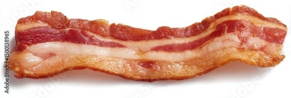 Fototapeta Crisp and Wrinkled Strip of Bacon Isolated on White Background