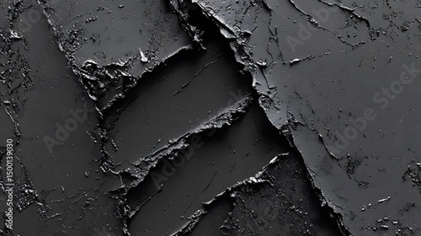 Fototapeta Abstract Dark Gray Textured Background, Cracked Paint, Grunge Wall, Broken Surface, Rough Texture, Charcoal, Monochrome,  Dramatic,  AI Generated