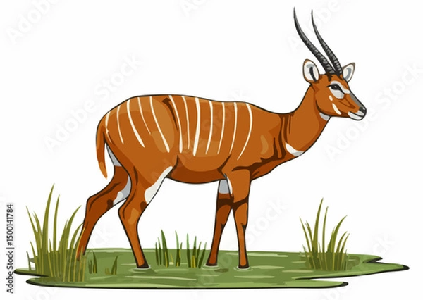 Obraz Striped Antelope in Wetland. Vector image