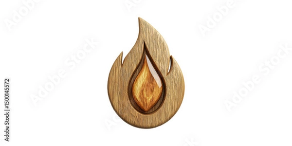 Obraz Wooden Flame Icon. Symbol Of Energy, Warmth, And Natural Elements Isolated On Transparent Background