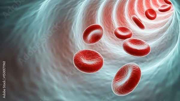 Fototapeta Red Blood Cells Flowing Through Vein Closeup