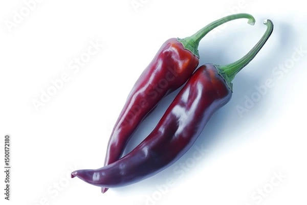Fototapeta Two Red Chili Peppers on White Background with Shadow