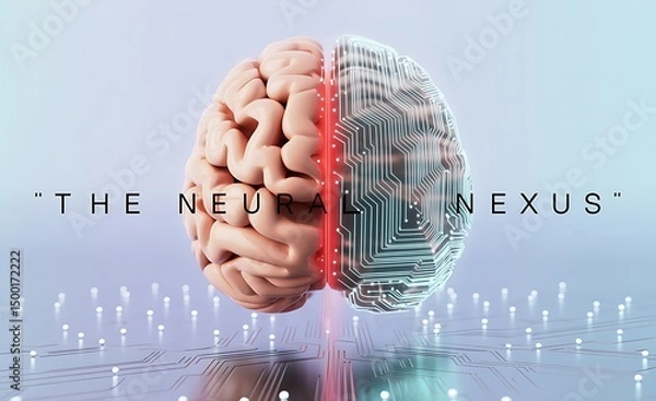 Fototapeta Half Human Brain and Half Digital Circuit Board Fusion Concept
