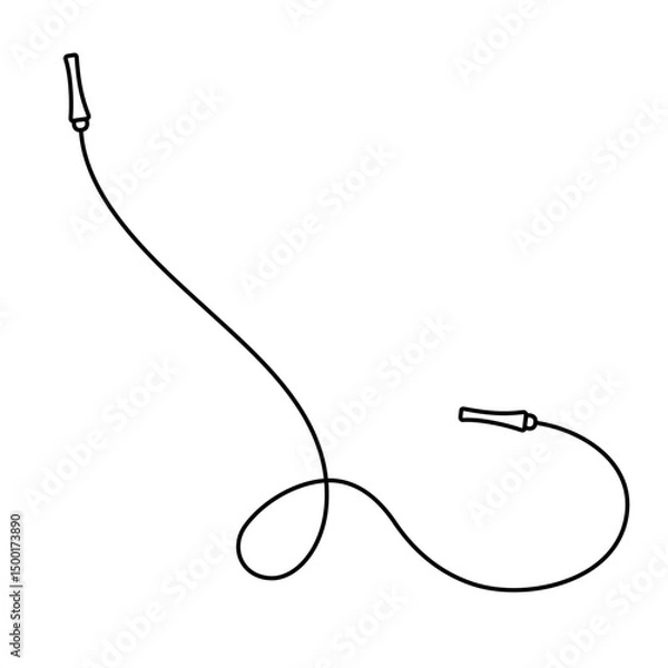 Obraz Skipping rope with curved handles and a flexible cord simple outline vector illustration, for fitness, exercise, sports-themed designs, icons, workout guides, and health-related creative projects