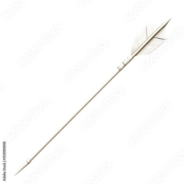 Obraz Sleek Arrow with Modern Accents in Pearlescent White Isolated on Transparent Background