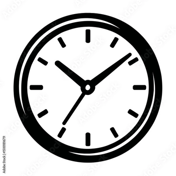 Fototapeta Simple Black and White Round Clock Time Icon