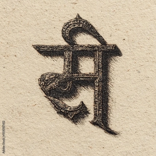 Obraz Ornate Devanagari Letter. (2)