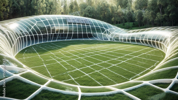 Obraz Futuristic transparent stadium representing innovation and sustainability