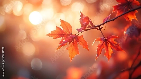 Fototapeta "Autumn Leaves with Colorful Foliage and Seasonal Nature Background"