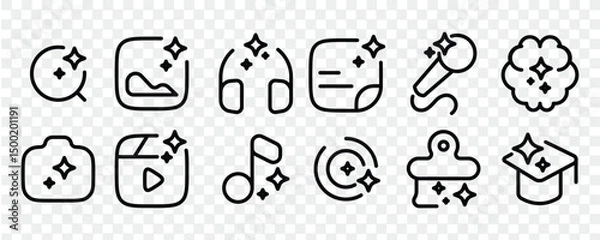 Fototapeta AI Generation outline icon set, Generate, symbol, Artificial intelligence and Machine. eps 10