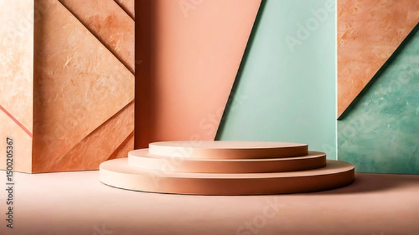 Fototapeta Abstract Pastel Background with Three Tiered Display Platform