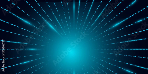 Fototapeta Abstract Futuristic Digital Light Speed Tunnel Background. Abstract technology background with blue lighting. 