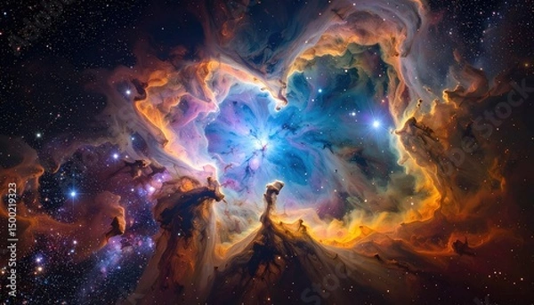 Fototapeta Nebula and galaxies in space. Abstract cosmos background