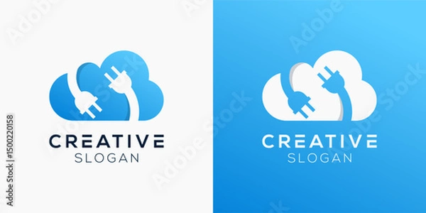 Fototapeta Cloud Plug logo design templates. Modern Cloud with Plug logo designs for energy and electricity
