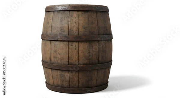 Fototapeta Aged Wooden Barrel Rustic Texture, Vintage Design, Stock Photo for Historical, Western, or Rustic Themes. Perfect for Game Assets, Backgrounds, and Design Projects.
