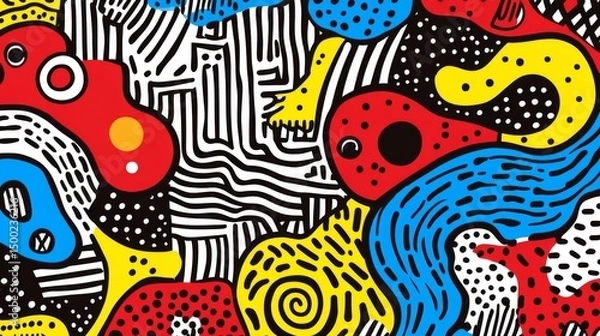 Fototapeta Memphis geometric seamless pattern with multicolor abstract background