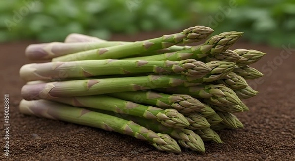Obraz Fresh Asparagus Spears on Soil