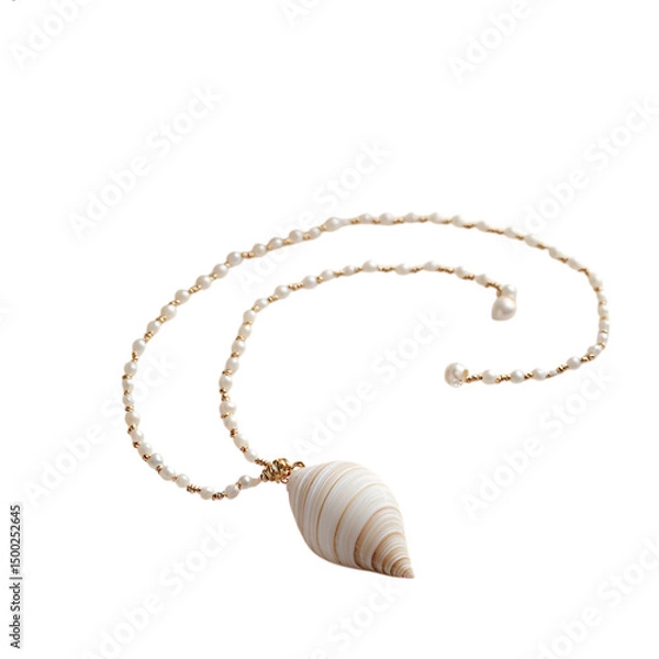 Fototapeta Elegant Minimalist Shell Necklace with a Refined Clasp Isolated on Transparent Background