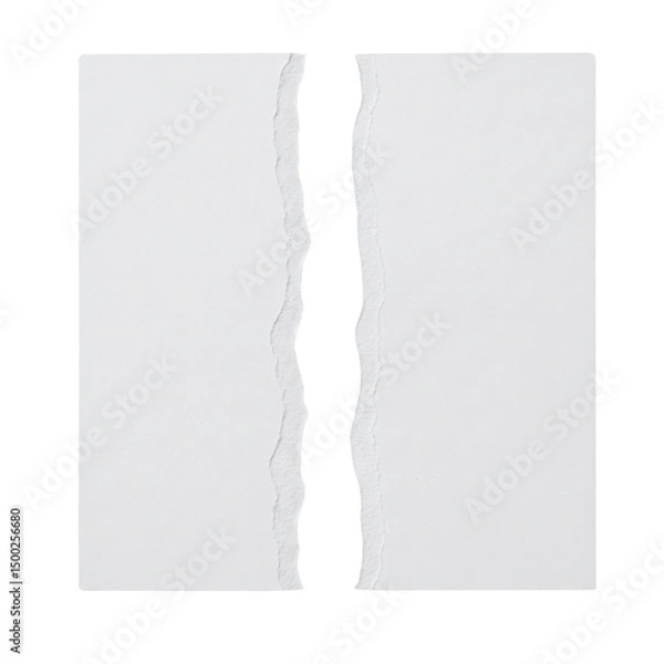 Fototapeta Torn white paper split into two halves