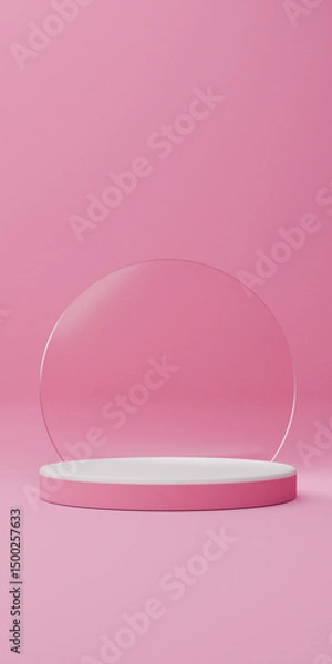 Fototapeta Minimal Circular Stage Creates Modern Showcase. Vertical view