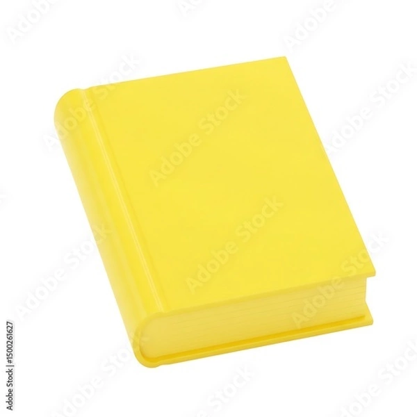Fototapeta Yellow book mockup isolated on white background for education, literature, and knowledge concepts.