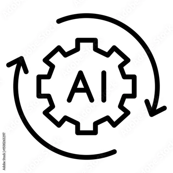 Obraz AI-Powered Automation Vector Line Icon Design